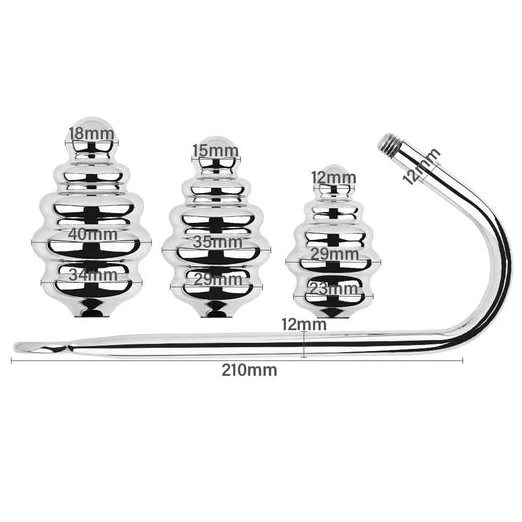 8826 GreatBenefit Screw-in Ribbed Anal Hook Set 0725